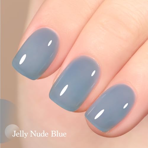 GAOY 16ml Jelly Nude Blue Gel Nail Polish - Sheer Translucent UV Cure