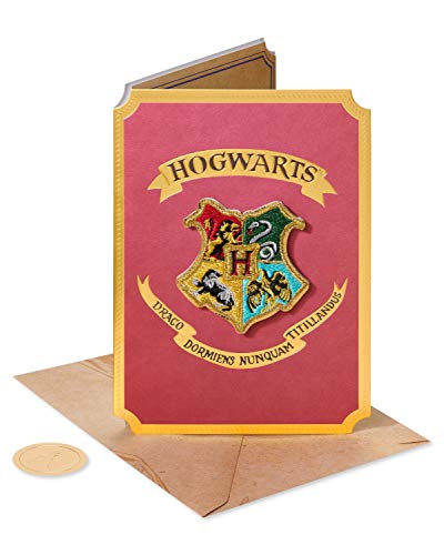 Papyrus Harry Potter Hogwarts Blank Greeting Card with Embroidered Patch
