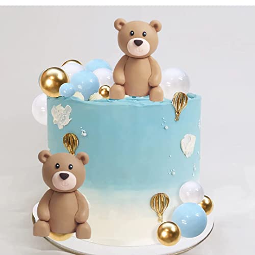 Baby Bear Cake Topper with Blue Foam Balls for Boys