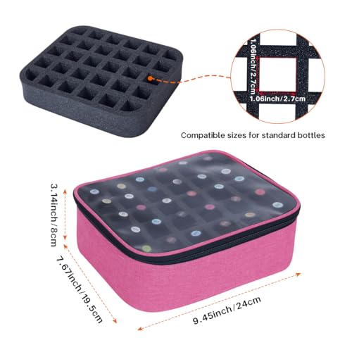 Rose Red Nail Polish Organizer Case Holds 30 Bottles with Pad