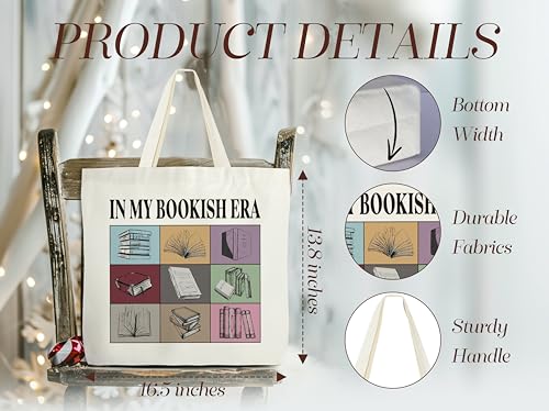 Book Tote Bag - Canvas Shoulder Bag for Book Lovers