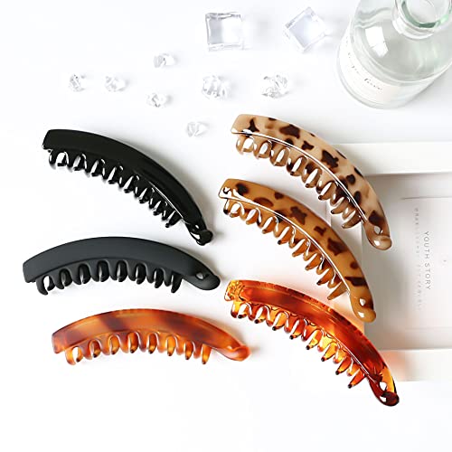YALLNASL Set 2 Banana Hair Clips - 5-Pack Non-Slip Fishtail Design for All Hair Types