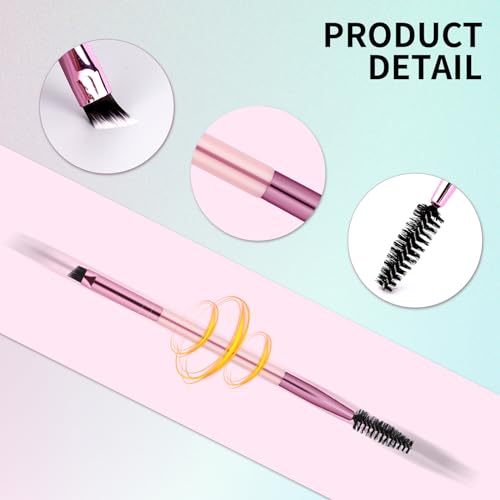 12-Piece Dual-Ended Eyebrow Brush Set - Angled & Spoolie Brushes