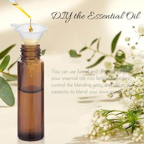 10ml Amber Essential Oil Roller Bottles - 4 Pack with Labels & Tools