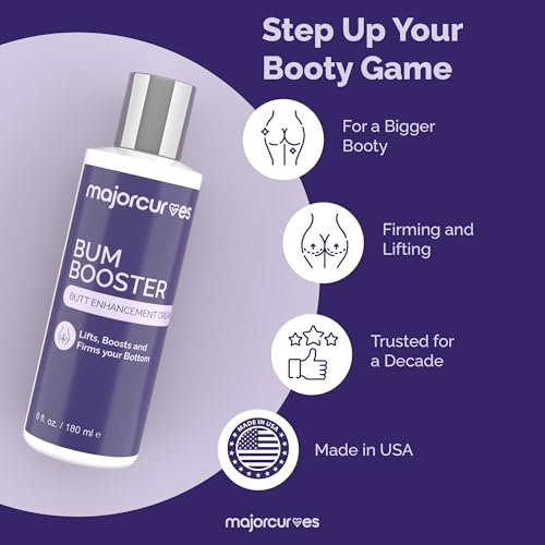 Major Curves Bum Booster Cream 6 Fl Oz - Natural Butt Enhancement & Firming