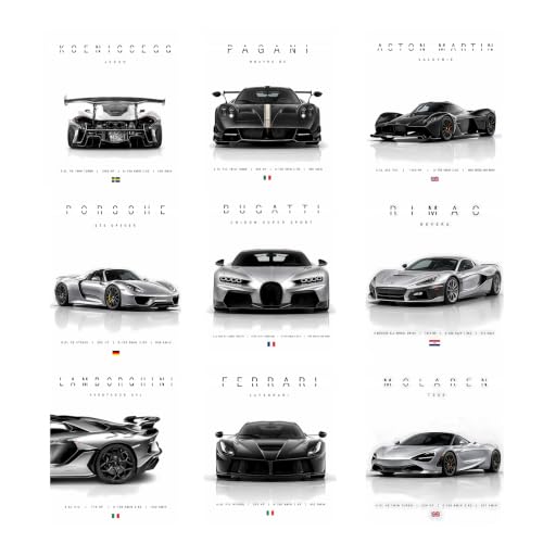 9 Pcs F1 Race Car Posters - Unframed Wall Art for Boys Room
