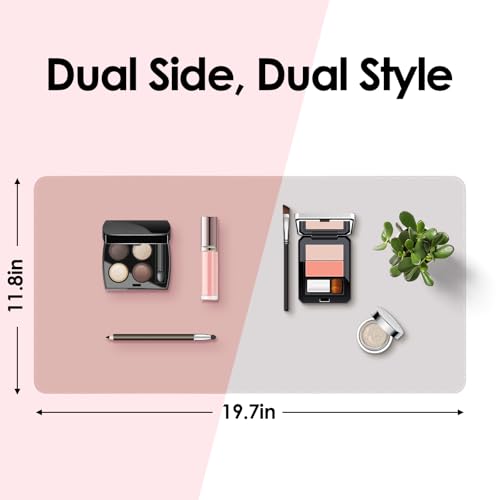 TOHONFOO Dual-Sided Makeup Mat - 19.7x11.8in Pink & Silver