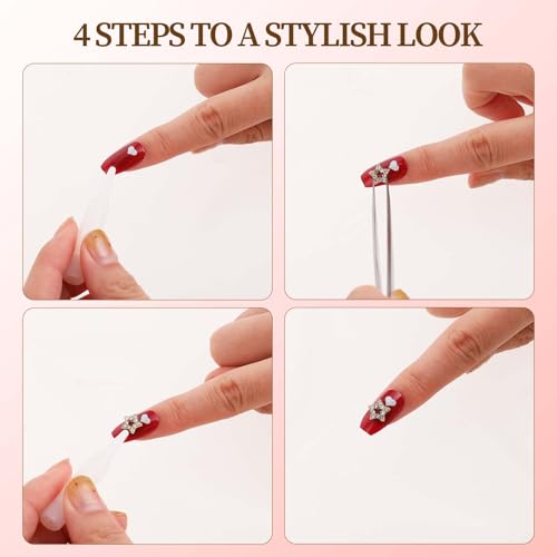 Abeillo Gold Star 3D Nail Charms Set for Acrylic Nails, Rhinestones & Bling