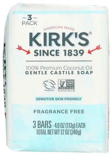 Kirk's Frag Free Soap Bar 3-Pack for Sensitive Skin