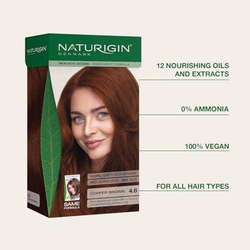 Naturigin Permanent Hair Color - 4.6 Copper Brown, Ammonia-Free Kit
