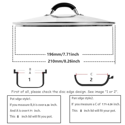 8-Inch Tempered Glass Lid for Cast Iron Skillets & Dutch Ovens