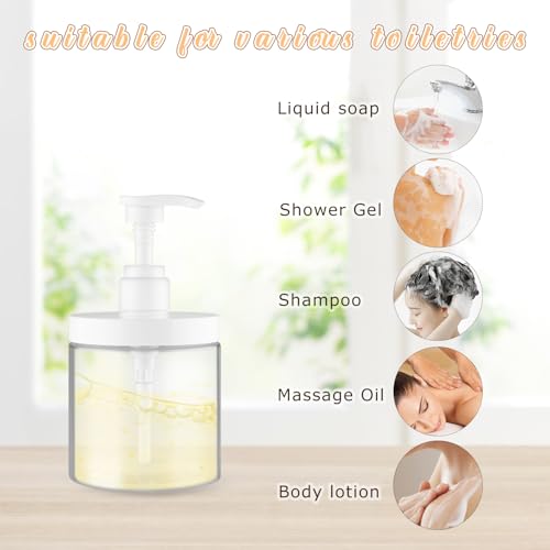 3 Pack 500ml Refillable Plastic Pump Bottles for Shampoo and Lotion