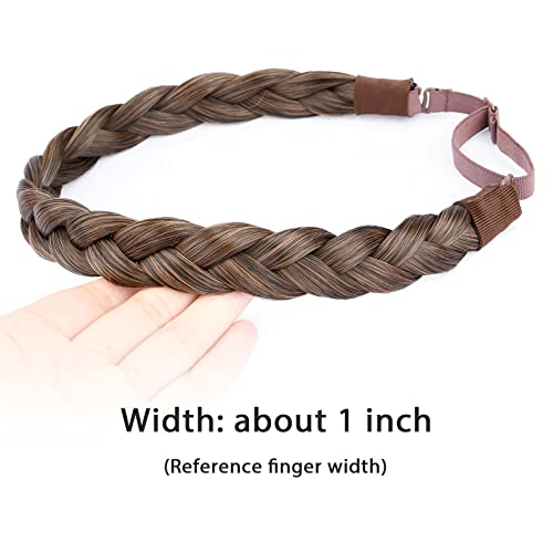 DIGUAN Golden Copper Synthetic Braided Headband for Women & Girls - Chunky Wide Plaits, Elastic Hair Accessory