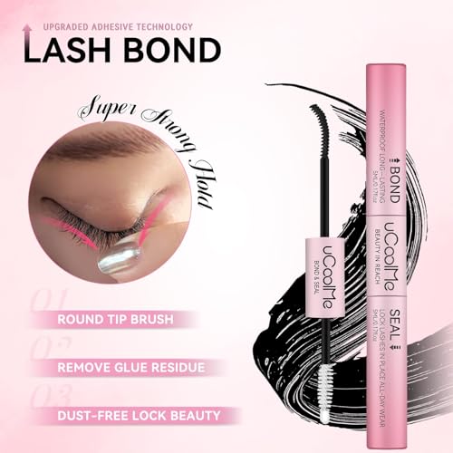 uCoolMe Lash Bond and Seal Waterproof 10ML BlackBond - Long-Lasting, Non-Irritating Lash Glue for DIY