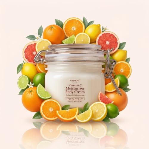 Vitamin C Body Lotion with Collagen & Hyaluronic Acid - Brightening & Firming Moisturizer for Dry Sensitive Skin 6.8 fl oz