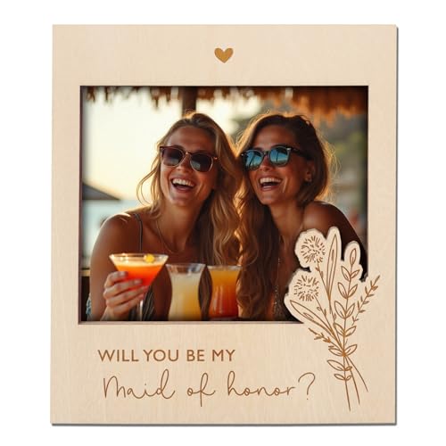 Maid of Honor Proposal Magnetic Wooden Photo Frame - 4.5 x 3.9 Inches