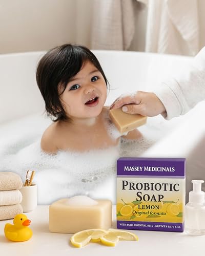 Massey’s CF 100% Natural Probiotic Soap Bar with Tea Tree & Lemon Essence - Lemon Pack of 1 (4oz)