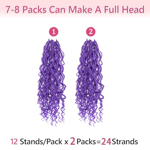 14 Inch Boho Faux Locs Crochet Hair - Pre-looped Goddess Locs, Purple