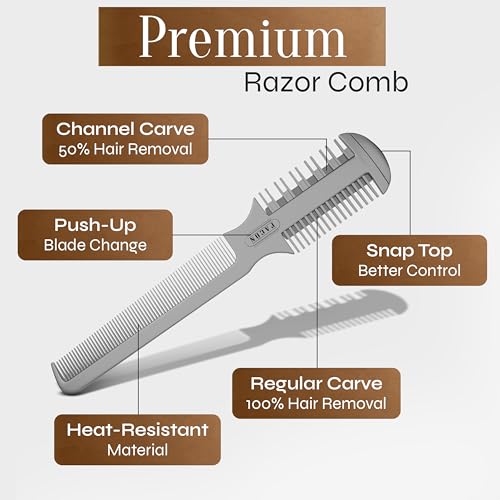 FACON Professional Hair Razor Comb with 12 Replacement Blades