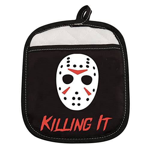Killing It Horror Movie Pot Holder - Funny Oven Mitts Gift