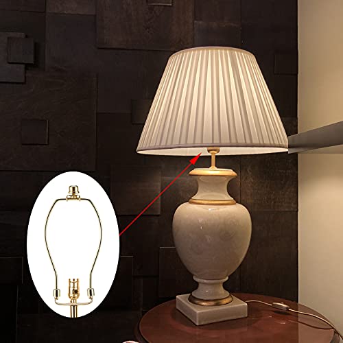 10-Inch Polished Brass Lamp Harp Kit - Pack of 2 with Bases & Finials