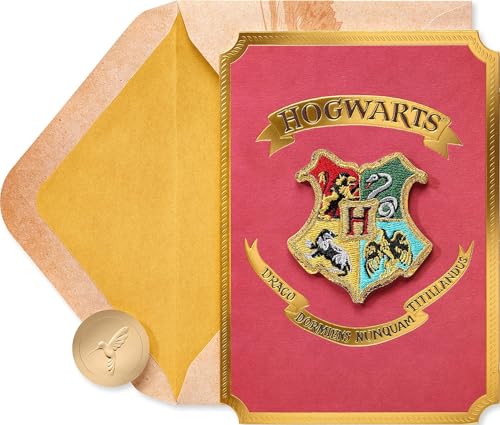 Papyrus Harry Potter Hogwarts Blank Greeting Card with Embroidered Patch