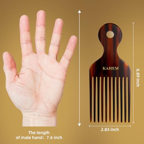 KAHEM Wide Tooth Pick Comb for Long Curly Hair - Detangling & Styling Tool
