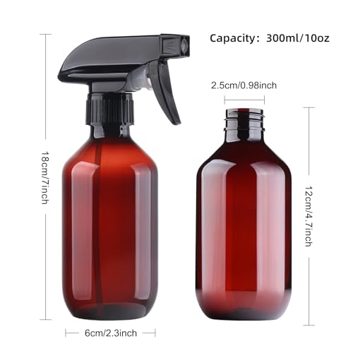 Teyssor 10oz BPA Free Spray Bottle Set with Brown 2-Pack, Fine Mist & Adjustable Nozzle