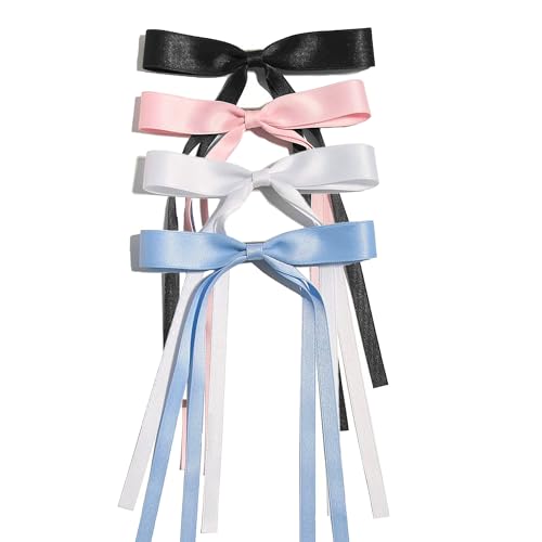 Ayesha Handmade Hair Bow Clips Set of 4 - Durable Ribbon Accessories