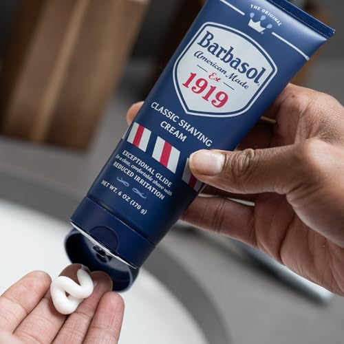 Barbasol 1919 Classic Shaving Cream | Non-Aerosol Shave Cream for Men | Infused With Aloe, Coconut Oil, Shea Butter | Exceptional Glide | Made in the USA, 6 OZ (Pack of 1)