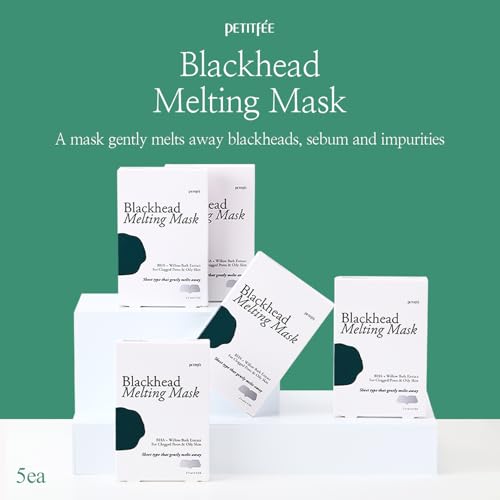 Petitfee Blackhead Melting Nose Mask 5 Pack - Pore & Sebum Control, Gentle Exfoliating with BHA & Centella
