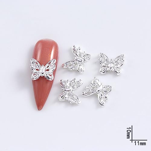 Gold & Silver 20Pcs Butterfly Nail Charms Set for Nail Art - 3D Rhinestones DIY Decoration