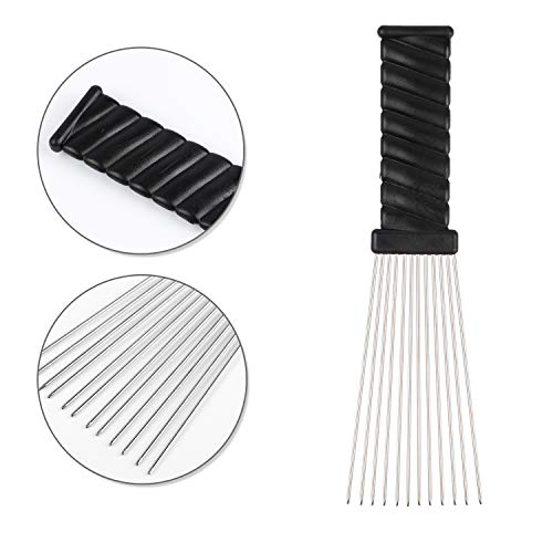 Folansy Metal Afro Pick Comb for Curly Hair - 9.2" Detangling Tool
