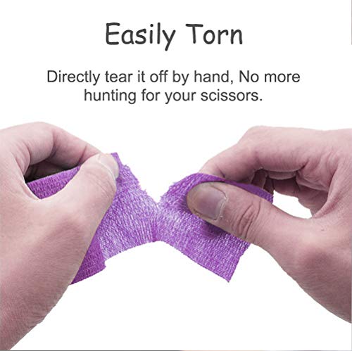VideoPUP Disposable Tattoo Grip Cover Wrap 12PCS Phosphor Pink & Purple Elastic Bandage