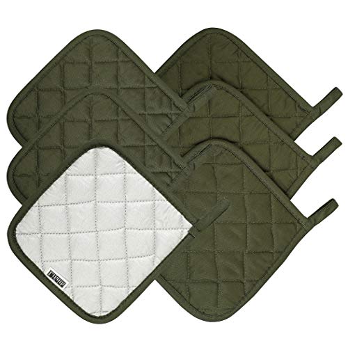 Heat Resistant Cotton Potholders Set of 6 - 7" Olive Green