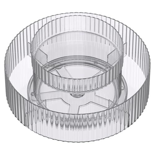 Vacane 2 Tier Plastic Lazy Susan Rotating Organizer - Medium, Clear Cabinet Turntable for Spice, Makeup, Kitchen & Bath