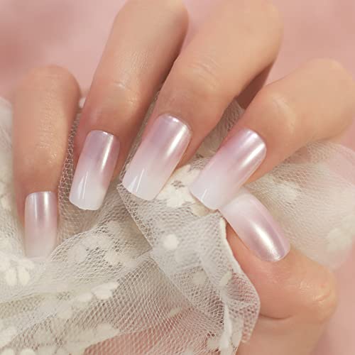 Elevenail Medium Length Pink White Press-On Nails Kit