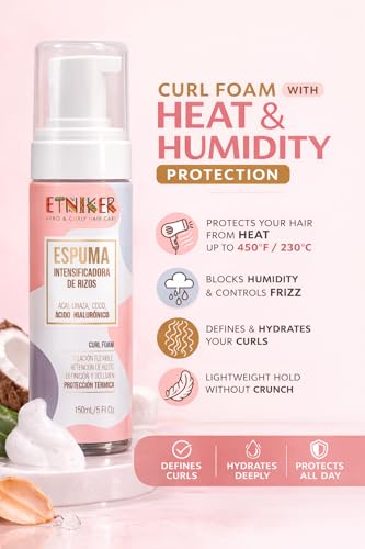 ETNIKER Curl Defining Mousse Foam - Heat & Humidity Protection, 5 oz
