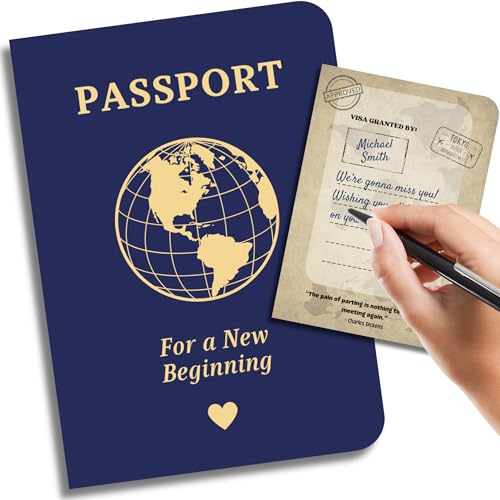 Funny Farewell Guest Book with Fake Passport for Coworkers
