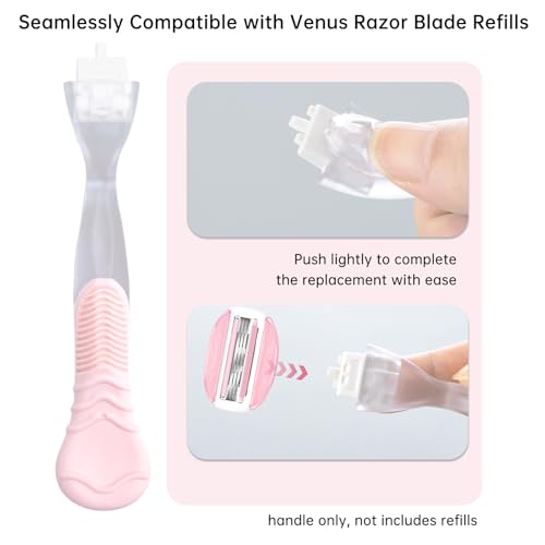 TEITEAI 2 Pack Replacement Razor Handle for Venus Razors - Pink