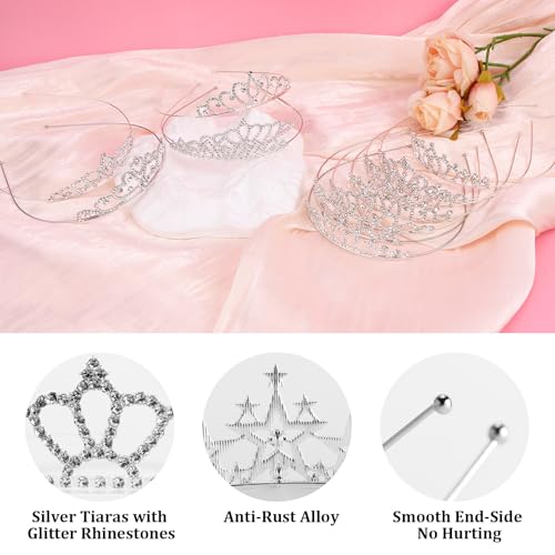 12-Piece Silver Rhinestone Tiara Set for Women and Girls Princess Crowns