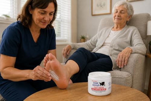 Smith Amish Foot Cream - Deep Moisturizing Relief for Tired Feet & Legs, 4.5 oz with Tea Tree & Peppermint