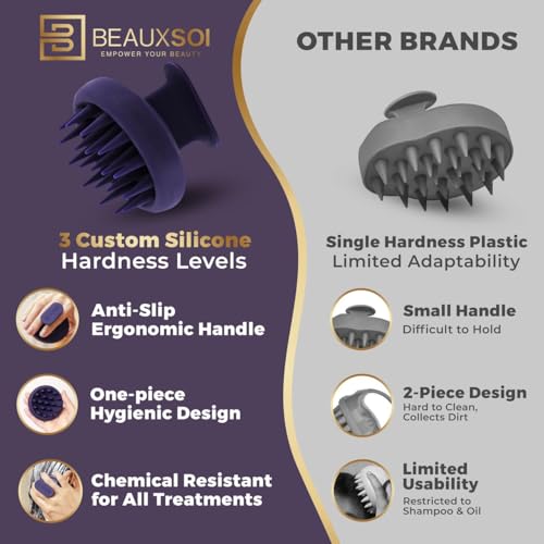 BEAUXSOI Silicone Scalp Exfoliator & Hair Massager Medium - Purple