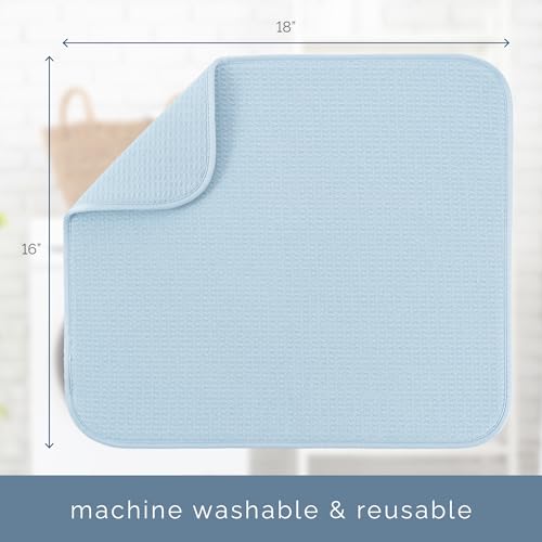 S&T INC. Microfiber Dish Drying Mat 16" x 18" - Sky Blue