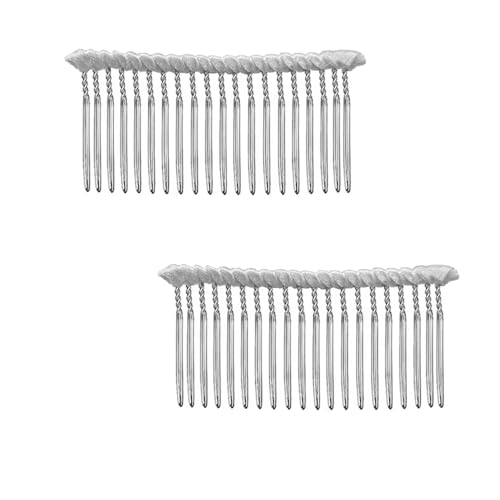 2-Pack Ribbon-Wrapped Metal Comb for Wedding Veils - 8cm x 4.5cm