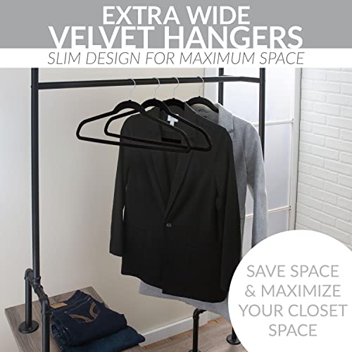 Simplify Extra Wide Velvet Hangers 6 Pack - Non-Slip, Heavy Duty