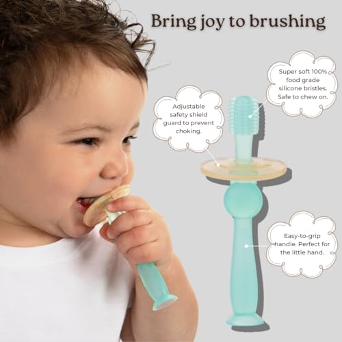 Haakaa 360° Silicone Baby Toothbrush - Soft, BPA-Free, Gum Massager for Infants (Pink)