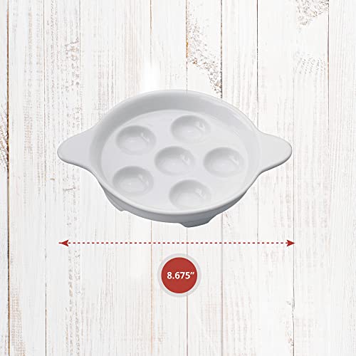 Maine Man Fine Porcelain Footed Escargot Plate with Handles, 6.5-Inch