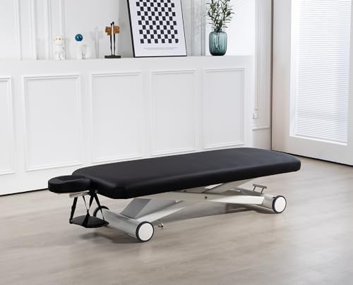 Electric Massage Table - Professional Height Adjustable Design | Navy Blue Cushion, White Frame