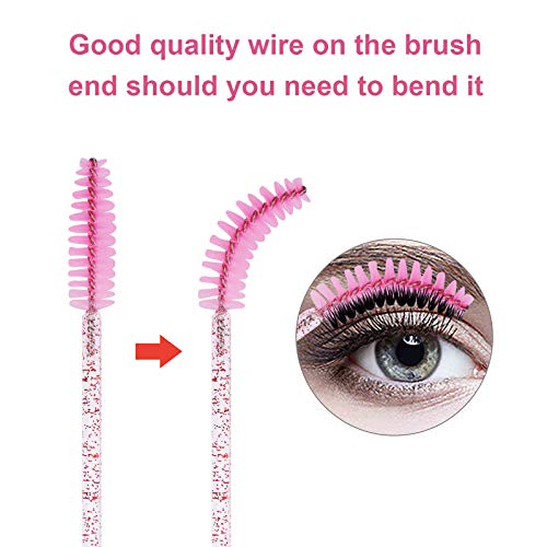 100PCS Light Pink Disposable Eyelash Spoolies with Container